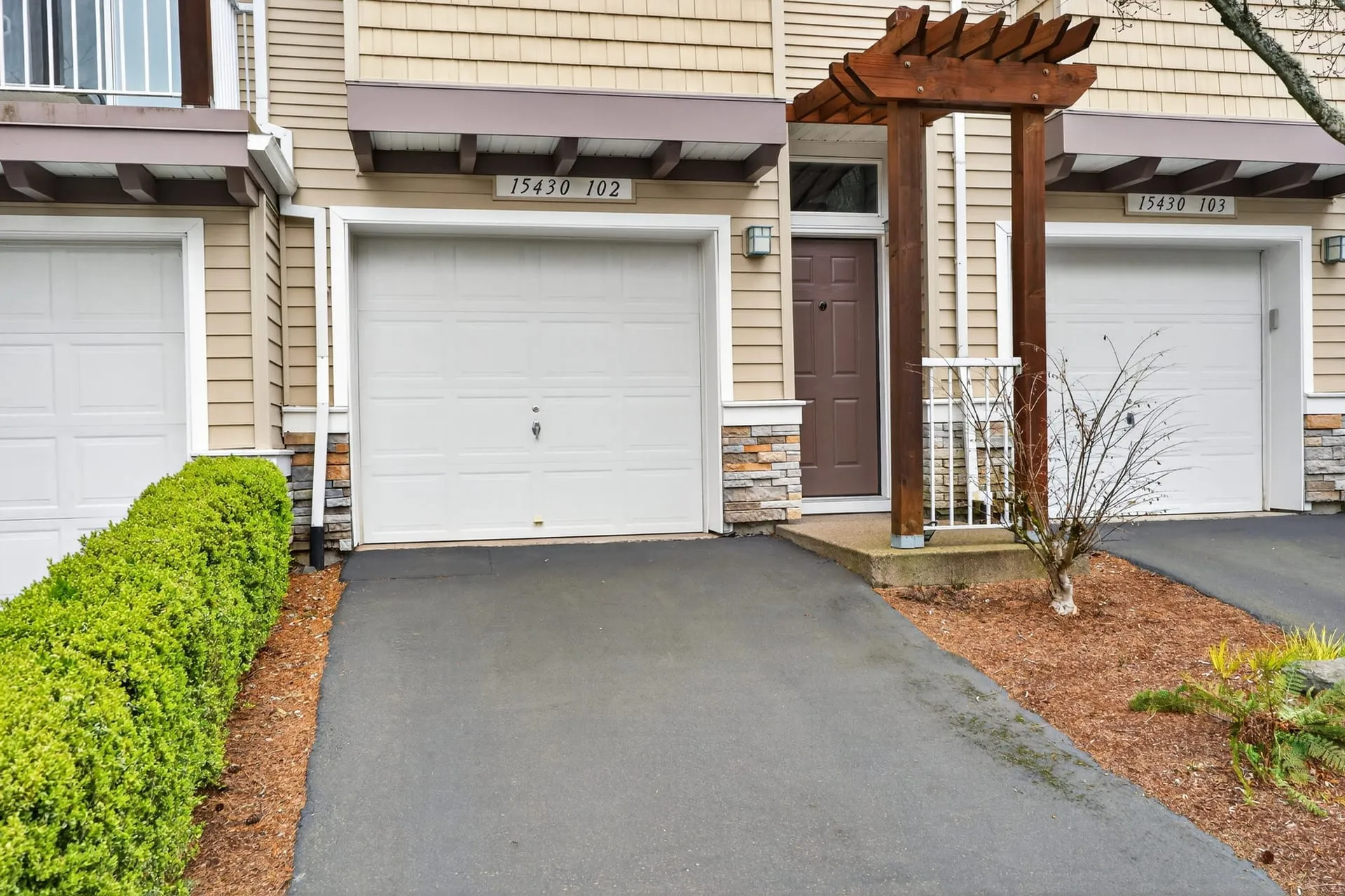 Front entry and attached garage
