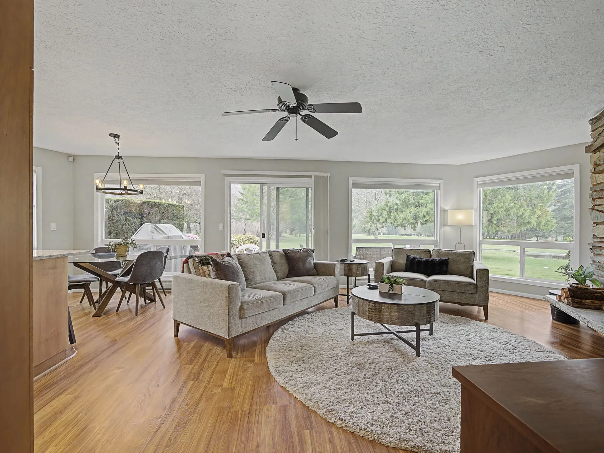 Open living and dining area
